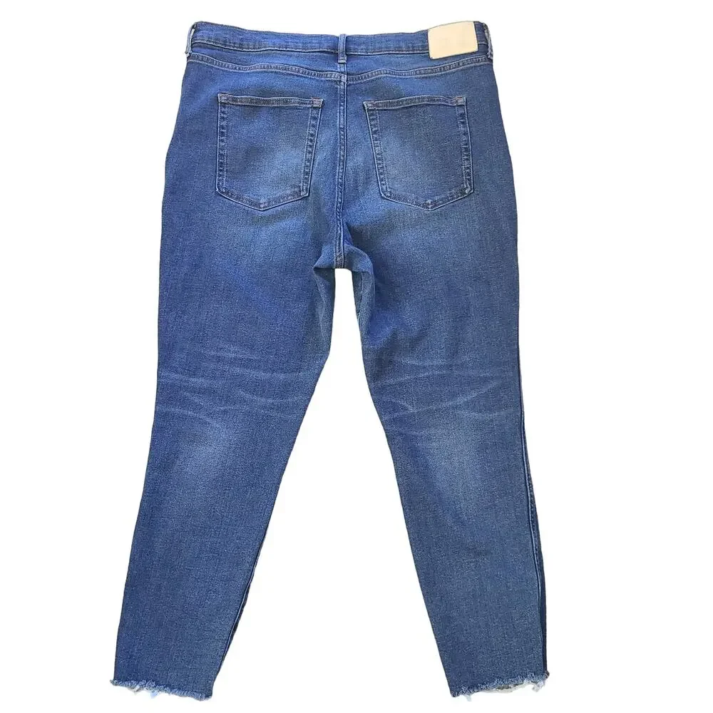 EVERLANE The Vintage Skinny Button Fly High Waist Raw Hem Ankle Jeans Women's 32 - Picture 3 of 12